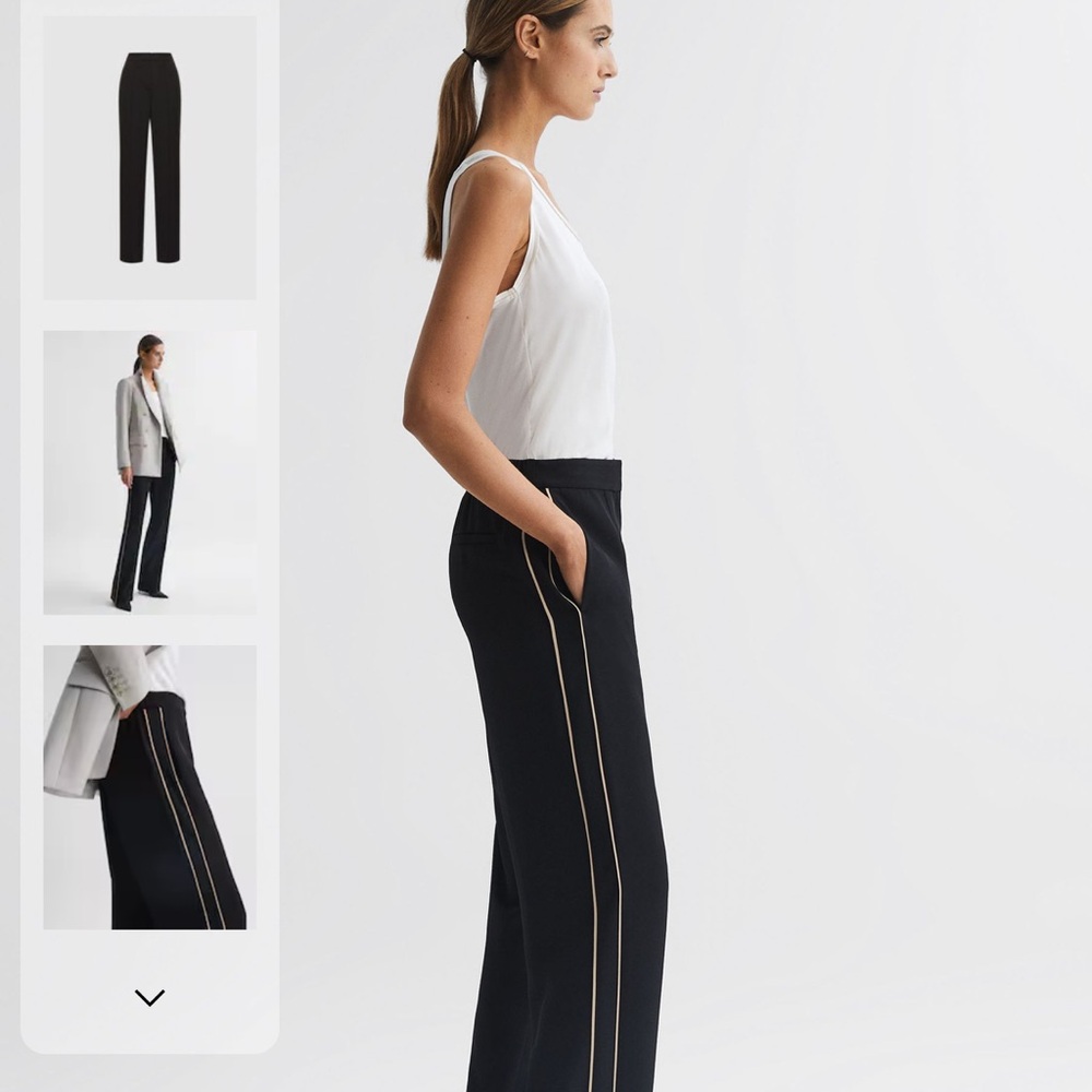 Reiss THEO WIDE
WIDE LEG SIDE STRIPE TROUSERS IN BLACK